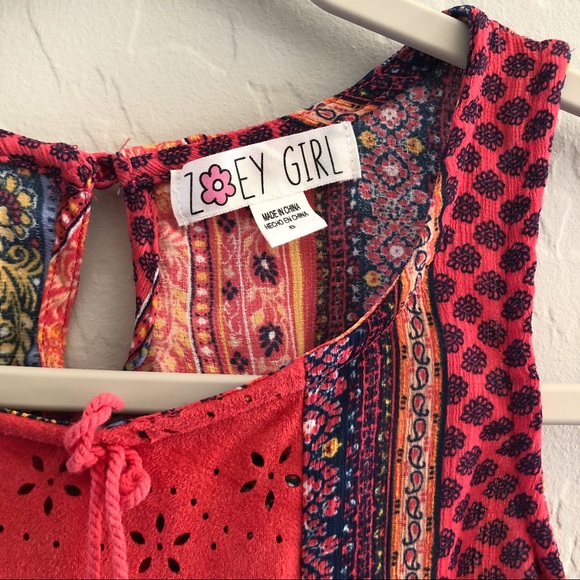 ❌SOLD❌ZOEY GIRL Boho Dress Patchwork Peasant - Picture 3 of 5